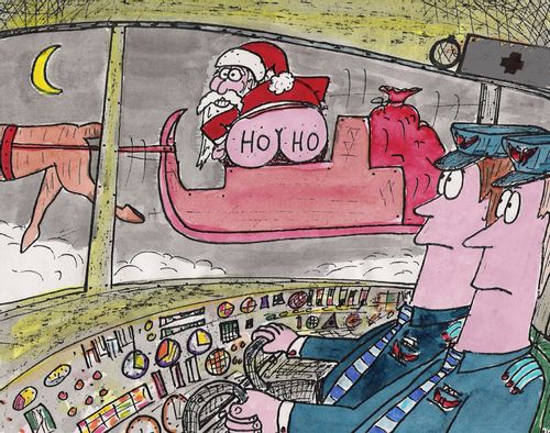 Santa mooning pilots.