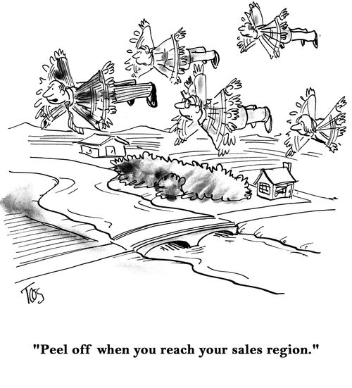 'Peel off when you reach your sales region.'