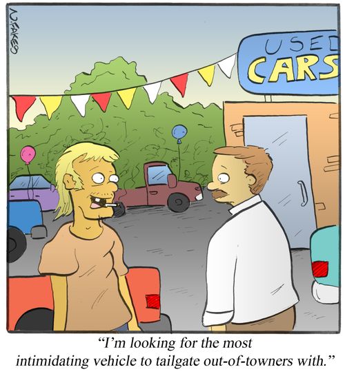 "I'm looking for the most intimidating vehicle to tailgate out-of-towners with."