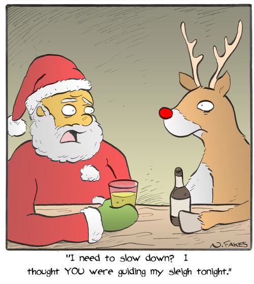 "I need to slow down? I thought YOU were guiding my sleigh tonight."