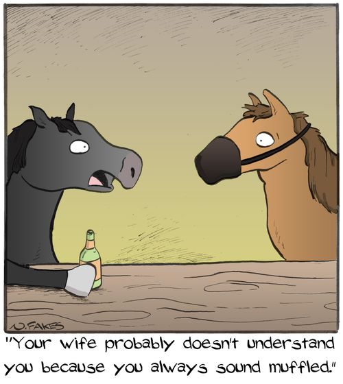 "Your wife probably doesn't understand you because you always sound muffled."