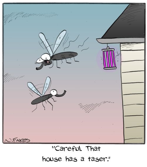 "Careful. That house has a taser."