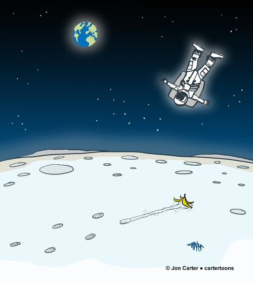 Astronaut Slips On A Banana Peel 