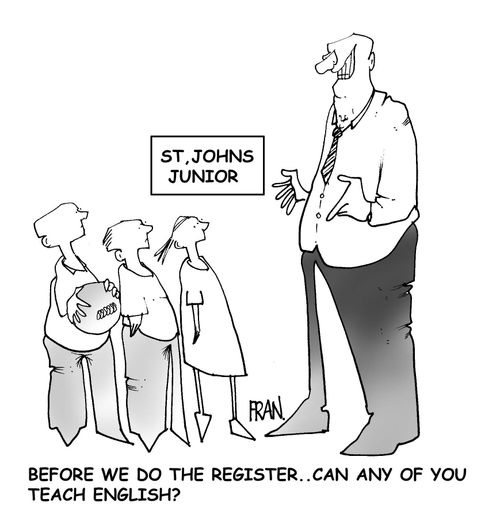 'Before we do the register...can any of you teach English?