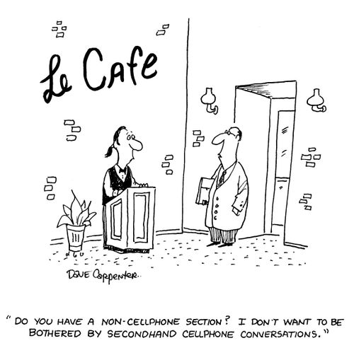 'Do you have a non-cellphone section?  I don't want to be bothered by secondhand cellphone conversations.'