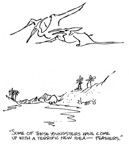 'Some of those youngsters have come up with a terrific new idea - feathers.'