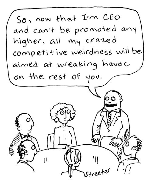 "Now that I'm CEO... all my competitive weirdness will be aimed at you."