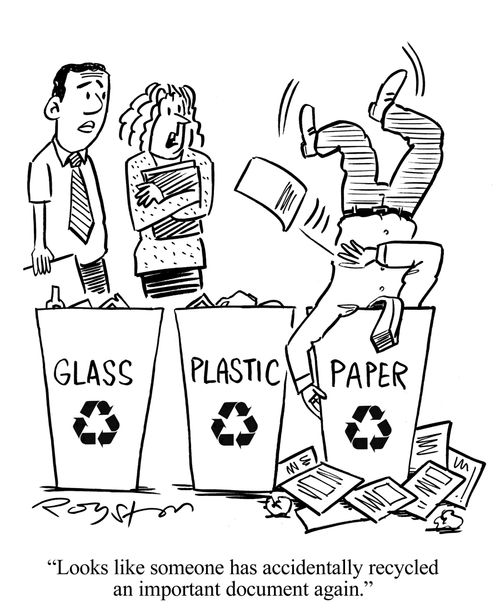 'Looks like someone has accidentally recycled an important document again.'