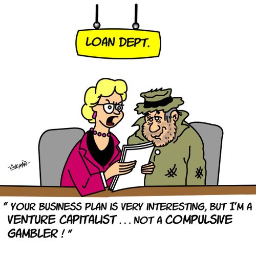 "Your business plan is very interesting, but I'm a venture capitalist, not a compulsive gambler!"
