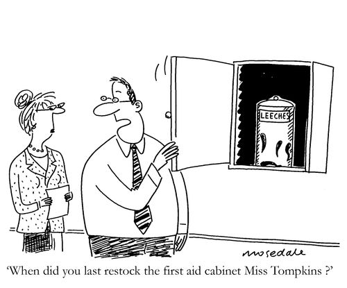 'When did you last restock the first aid cabinet Miss Tompkins?'