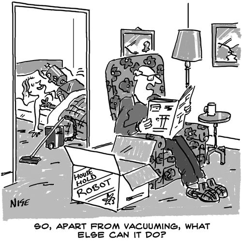 'So, apart from vacuuming, what else can the robot do?'