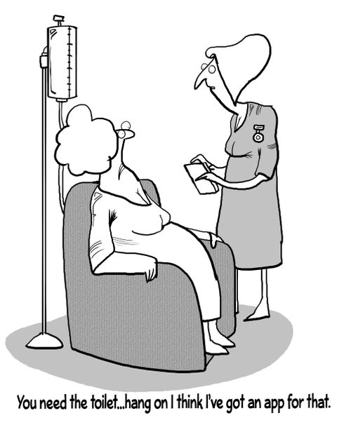 "You need the toilet. . . hang on I think I've got an app for that."