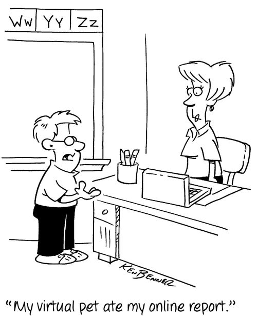 "My virtual pet at my online report."