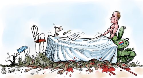 Putin's peace talks hide dead bodies.