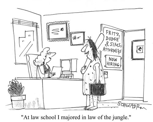 'At law school I majored in law of the jungle.'
