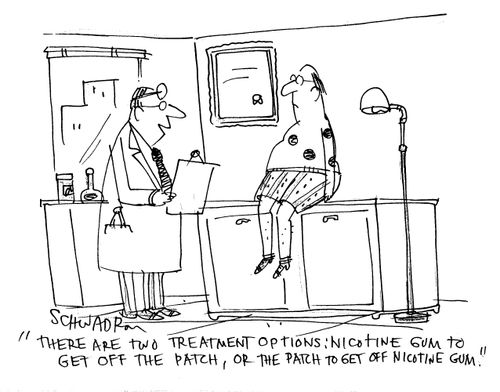 'THere are two treatment options: Nicotine Gum to get off the patch, or the patch to get off nicotine gum.'