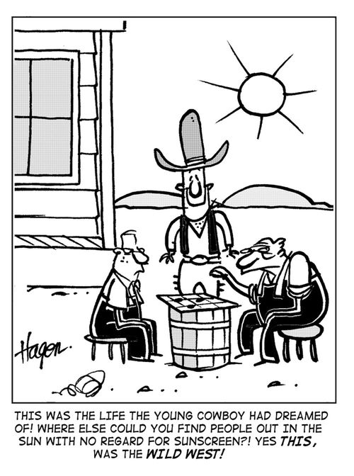 'This was the life the young cowboy had dreamed of! Where else could you find people out in the sun with no regard for sunscreen?! Yes this, was the wild west!'