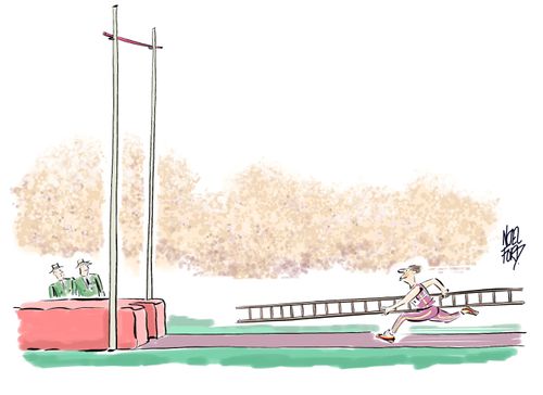 Pole Vault (Man running up with a ladder).