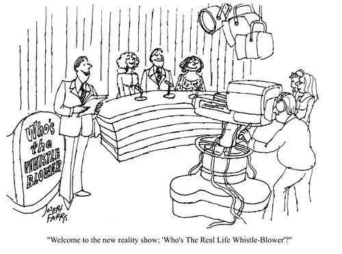 'Welcome to the new reality show, Who's the Real Life Whistle Blower?'