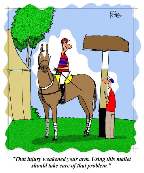 'That injury weakened your arm. Using this mallet should take car of that problem.'