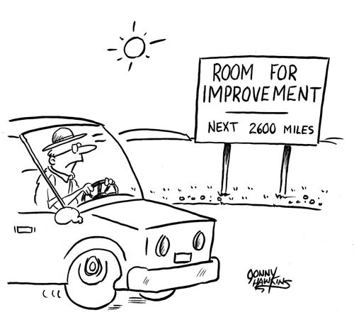 Driver sees sign: 'Room for Improvement ... Next 2600 Miles'