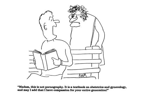 'Madam, this is not pornography.  It is a textbook on obsterics and gynecology...'