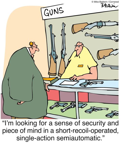 "I'm looking for a sense of security and piece of mind in a short-recoil-operated, single-action semiautomatic."