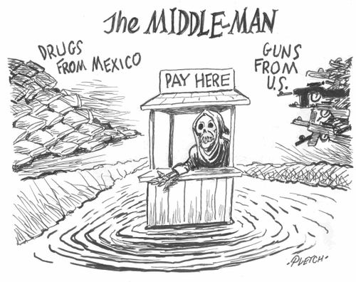 The middle-man: Drugs from Mexico, Guns from US.