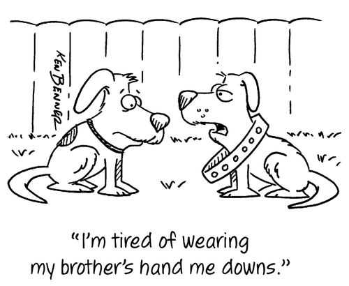 "I'm tired of wearing my brother's hand me downs."