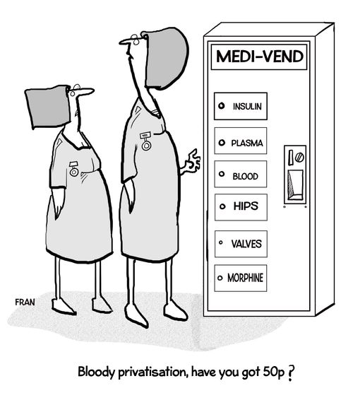 "Bloody privatisation, have you got 50p?"