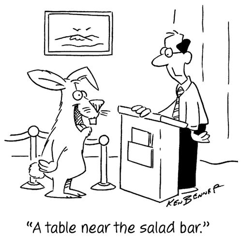 "A table near the salad bar."