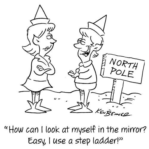 "How can I look at myself in the mirror? Easy, I use a step ladder!"