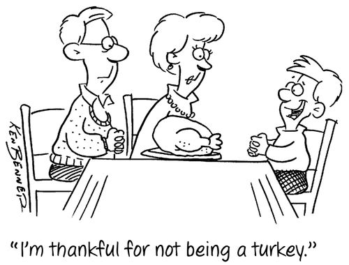 "I'm thankful for not being a turkey."