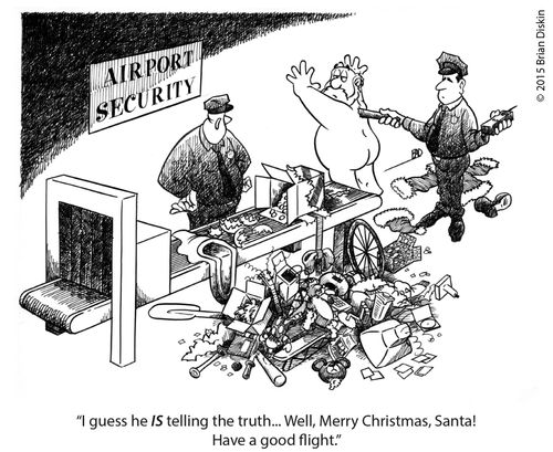 "I guess he IS telling the truth.... Well, Merry Christmas, Santa! Have a good flight."