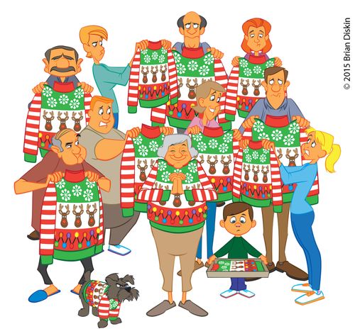 Everyone in the family hates their ugly sweater except grandma.