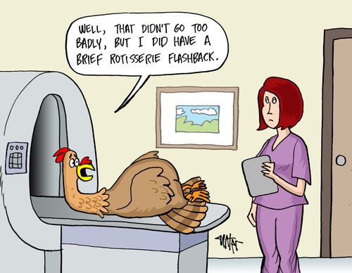 'Well, that didn't go too badly, but I did have a brief rotisserie flashback.'