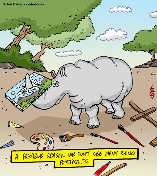 A possible reason we don't see many rhino portraits.