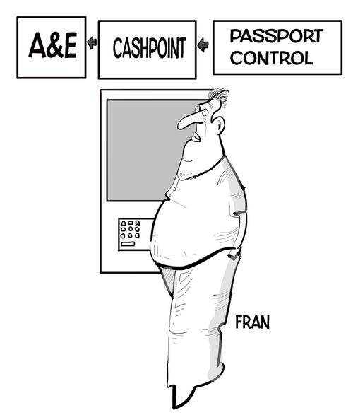 A tourist goes to a cashpoint before A&E.