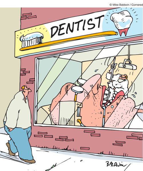 Dentist working on a giant
