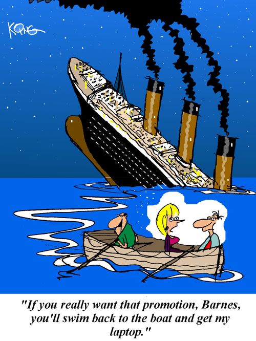 'If you really want that promotion, Barnes, you'll swim back to the boat and get my laptop.'