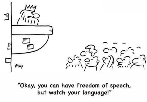 'Okay, you can have freedom of speech, but watch your language!'