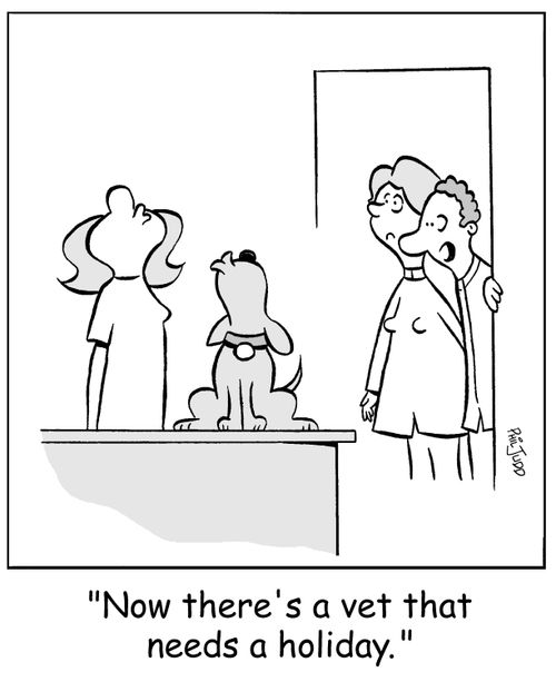 'Now there's a vet that needs a holiday.'