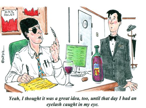 'Yeah, I thought it was a great idea, too, until that day I had an eyelash caught in my eye.'
