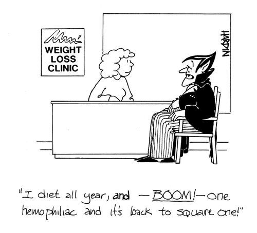 'I diet all year, and - BOOM - one haemophiliac and it's back to square one!'