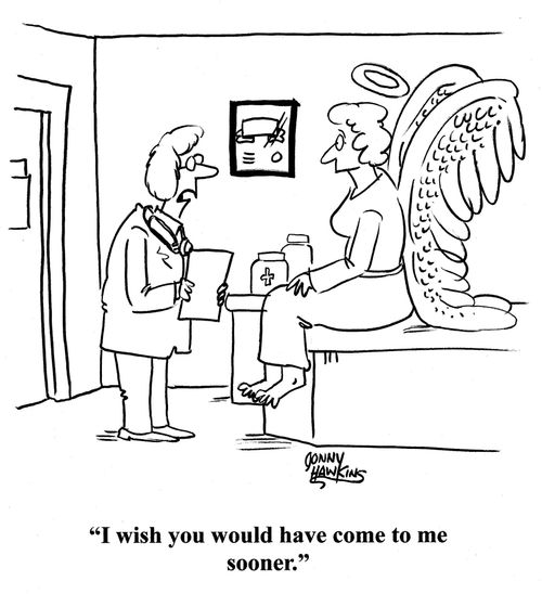 Doctor to angel: 'I wish you would have come to me sooner.'