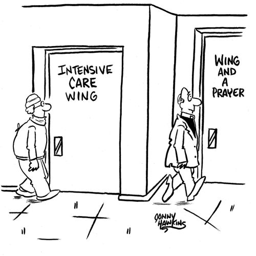 Surgeon enters 'Intensive Care Wing', Priest enters 'Wing and a Prayer'