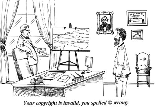 'Your copyright is invalid, you spelled (c) wrong.'