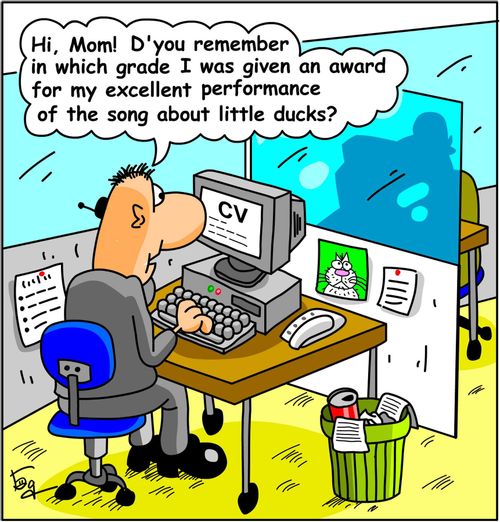 "Hi Mom...do you remember in which grade I was given an award for my excellent performance of the song about little ducks?"