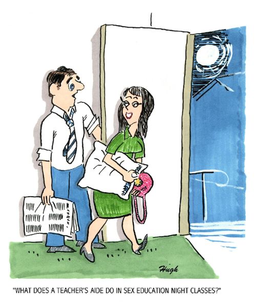 'What does a teacher's aide do in sex education night classes?'