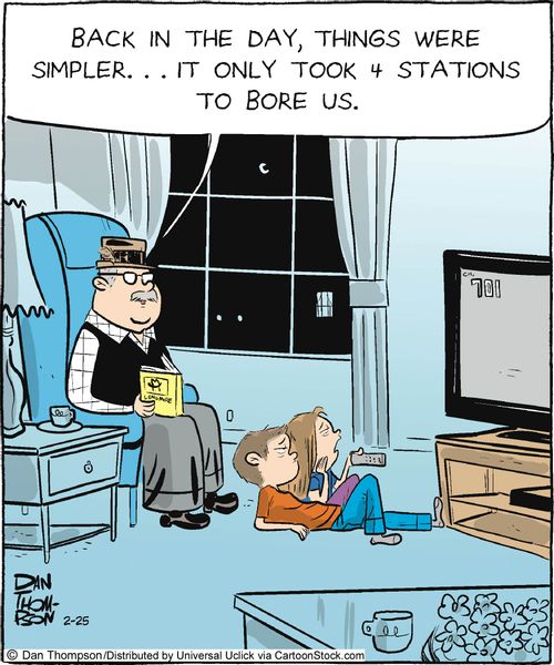 'Back in the day, things were simpler...It only took 4 stations to bore us.'